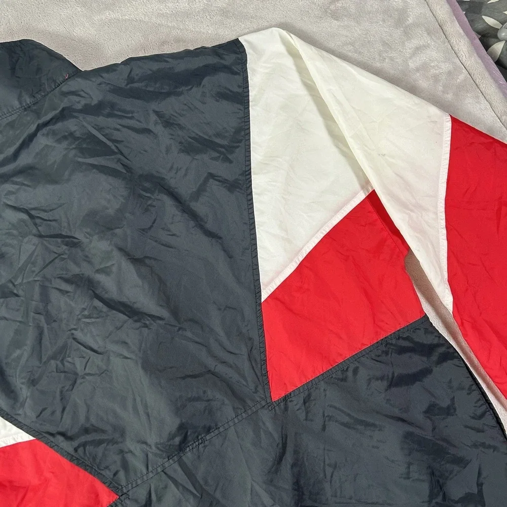 Vintage 80s Nike Windbreaker Jacket XL BRED Colorblock V-Panel Half Zip Retro